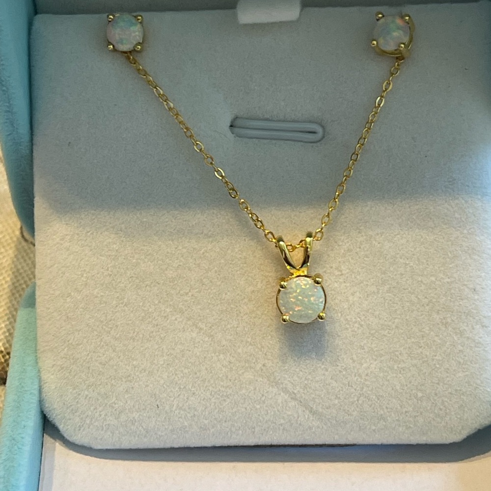 Solid Sterling Silver 925 White Opal Set - image 3